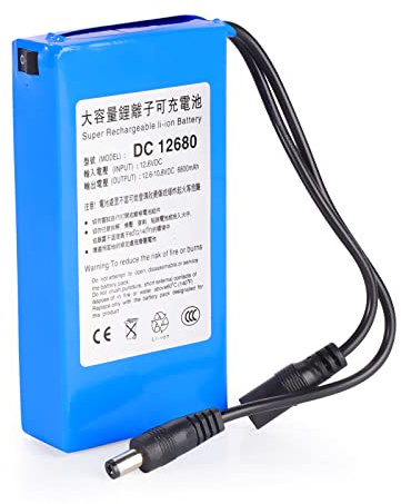 ele ELEOPTION - Batería de iones de litio recargable para televisión (6800 mAh, con interruptor de circuito cerrado DC 12 V, adaptador DC 12680)