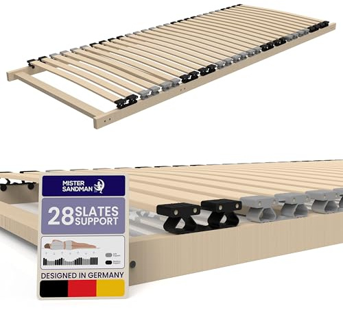 Mister Sandman Lattenrost 120x200 cm 7 Zonen ergonomisch 28 Federleisten stabil rutschfest atmungsaktiv leise selbst zusammenbaubar Federholzrahmen kompatibel mit Allen Matratzen