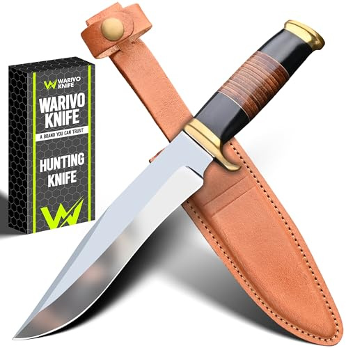 WARIVO KNIFE Crocodile Dundee Hunting Knife - 12 inch Fixed Blade Knife with Sheath-Mirror Polished Survival Tactical Knife for Camping, Outdoor, Bushcraft Knives for Men