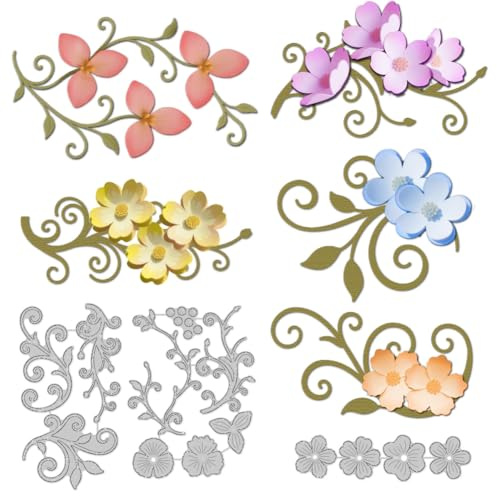 DELORIGIN Stanzformen Mit Blumenranken Blumen Blätter Kartenherstellung Stanzschablone Aus Kohlenstoffstahl Stanzungen Kartenprägeschablone Stanzformen Für DIY Scrapbooking Hochzeit