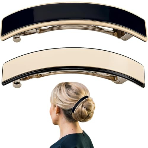 LAKPYN Fermacapelli,2 Grandi Fermagli Per Capelli Eleganti Da Donna,Design Rettangolare,Fermagli Automatici In 2 Colori Pers Capelli Spessi