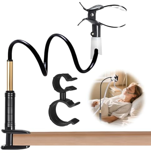 CPAP Schlauchhalter mit 3 Clips, Höhenverstellbar Schwenkbarem Arm, 360° Verhedderungsfrei, Flexibel, Robust