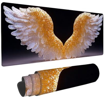 Tapis de Souris de Jeu, 800 x 300 mm XXL Tapis Souris Gaming Grand, Antidérapant Étanche, iExtended Long Clavier Mouse Pad XXL, Accessoire Bureau, pour Gamer, Ordinateur, PC (Ailes d'ange) i-769