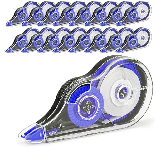 JEFURE Correction Tape Set, 16 Pcs, 12 m x 5 mm, Blue | Large Capacity White Out Correction Tape Roller, Pocket Mouses for School Note Taking and Office Supplies & Home Use