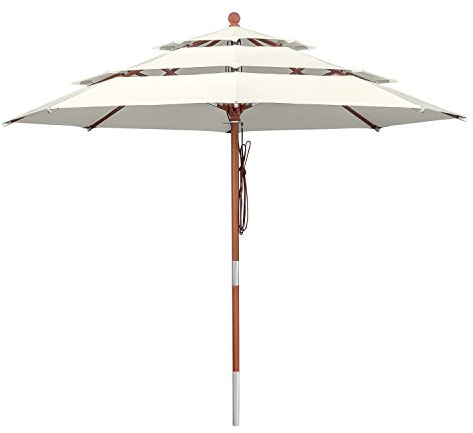 anndora® Sonnenschirm 3-lagig 300 cm rund Gartenschirm Natural