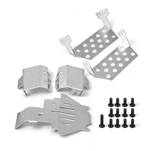 RC-Chassis-Rüstungssatz, Edelstahl-Chassis-Rüstungsschutz-Schutzblech für Traxxas 82056-4 RC-Upgrade-Teil (Silber)
