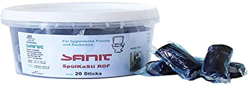 Sanit Geschirrspülmittel, 20 Stück, Unparfümiert, Allergenfrei, für Spülmaschinen, Sticks zu Geberit Duofresh Einschub, Blau