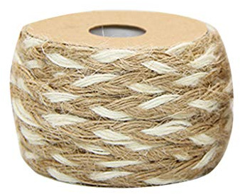qiuxiaoaa 5M Doble Color Yute Natural Cordel Cuerda Cuerda Cuerda DIY Craft arpillera Libro de Recuerdos Trenza de Dos Colores Cuerda de cáñamo Blanco + Beige