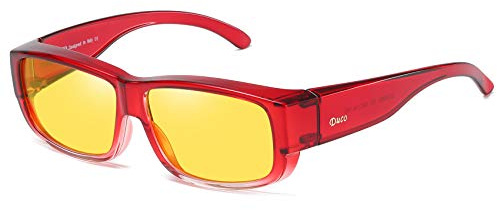 DUCO Wrap Around Nachtsicht Gläser Anti Blend fit über Nacht fahren Polarisierte Gläser 8956Y (Weinrot)