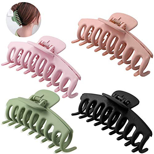 4 Pièces Grand Clips Pinces à Cheveux,Griffe en Plastique Femmes,Pinces à Cheveux Fille,Non-slip Griffes,Pinces à Cheveux pour Femmes,Pinces à Griffes Épaisses