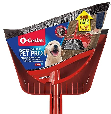 O-Cedar Pet Pro Besen mit Fußpedal-Kehrschaufel, entfernt 99% Dreck in einem Kehrgang, Kehrschaufel entfernt 3 Mal mehr Tierhaare, leises Reinigungszubehör für Katzen- und Hundebesitzer