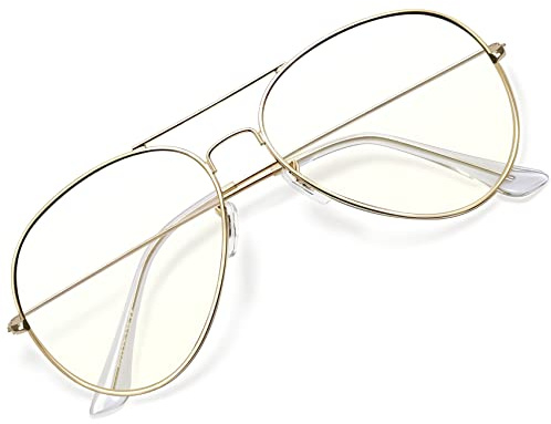 KANASTAL Occhiali anti Luce Blu Uomo Donna Computer Goccia Riposo Riposanti Metallo Dorati Trasparenti anti Affaticamento Dorata Blue Light Glasses Per TV PC Gaming -Montatura Oro