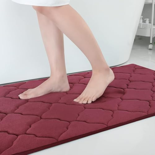 Homaxy Memory Foam Badematte rutschfest Badezimmerteppich-60x120cm, Weinrot | weich & komfortabel, rutschfeste rückseite, schnelles wasser-absorbent, waschbar & pflegeleicht, breite anwendungsbereiche