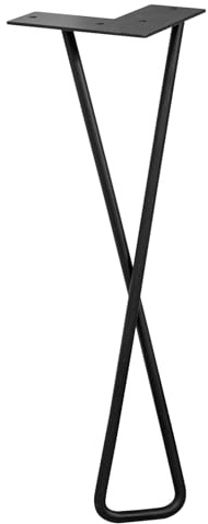 WAGNER Möbelbein/Tischbein/Möbelfuß - Hairpin Leg Twist- Retro Style - Stahl, schwarz, 12 x 12 x 40 cm, Bein gekreuzt, integrierte Anschraubplatte - 12834001
