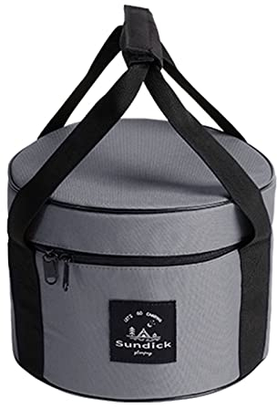 Contenedores de almacenamiento de vajilla de camping, bolsa redonda de almacenamiento de picnic de 9/14 L, tela Oxford, impermeable, bolsa de transporte de cubiertos de viaje para barbacoa al aire
