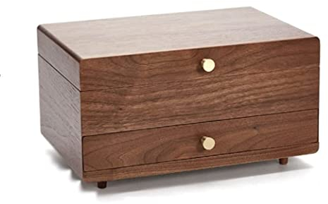 KYUSAR Uhrenbox Uhrenkasten Aufbewahrungsbox Aus Massivem Holz Mit Schubladen, Aufbewahrungsboxen for Ohrringe, Halsketten Und Uhren Uhren Aufbewahrungsbox (Blue : A, Size : Double-layer jewelry box)