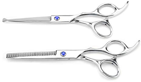 Set di Forbici Professionali per Diradamento dei Capelli Set di Forbici per Parrucchieri per Barbiere di Famiglia Forbici per Parrucchieri Antigraffio (vite blu)