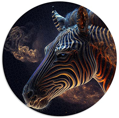1000 Teile Puzzle Zebra Runde Puzzles für Erwachsene und Kinder, Kartonpuzzles Einzigartige Herausforderungsspiele (Größe 67,5 x 67,5 cm)