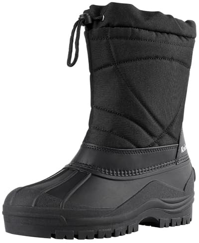 Knixmax Herren Winterstiefel Warme Gefüttert Winterschuhe Schneestiefel Wasserdicht Rutschfest Sohlen Leichte Outdoor Winter Stiefel Schwarz 43EU