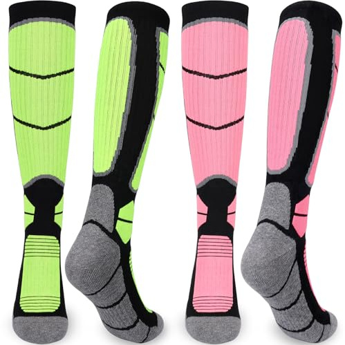 KOOOGEAR Ski Socks,Merino Wool Ski Socks for Skiing, Snowboarding,Outdoor Sports Thermal Ski Sock,4-7 9-12 2Pairs