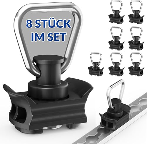 NTG Airlineschiene Fitting aus Kunststoff (8 Stück) | Airline Fitting mit 1000kg Bruchlast in Schwarz | Einfachendbeschlag für Zurrschienen | Flugösen zur Ladungssicherung in Anhänger & PKW