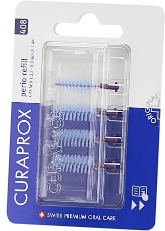 Curaprox CPS 408 Perio Ersatz, 4er-Pack, Violett, Swiss Design | Interdentalbürsten-Ersatz, Für Weite Zwischenräume, Ultrafeine Borsten