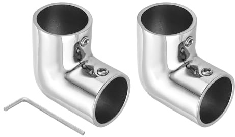 sourcing map 2pcs Boat Handrail Fitting, 2-Way Elbow Pipe Connector Marine Grade 316 Stainless Steel Pipe Fitting Connector 2.5mm with Wrench for 1-1/16inch OD Tube Shelves Display Racks