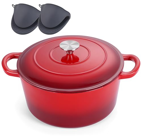 DYHQQ Forno Olandese in Ghisa Smaltata con Coperchio, Forno Olandese Rotondo di Lunga Durata Pentola in Ghisa, Vaso Rotondo Classico con Doppi Manici per Dolci Fatti in Casa, Cucina