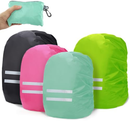 Frelaxy Regenschutz für Rucksack mit Reflektorstreifen(25-50L), Wasserdicht und Schmutzabweisend Schulranzen Regenhülle für Schulweg und Outdoor-Nacht-Wandern bei Regen und Schnee (Rosa, M: 25L-35L)