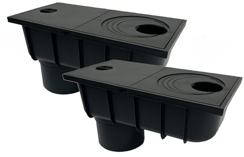 4INSTALATOR 2 Stück Regenrohrablauf von 50mm bis 110mm mit Sieb Regensinkkasten Regenwasserablauf DN110 Schwarz Dachrinnenablauf Regenwasserfilter | Universell für Verschiedene Rohrgrößen
