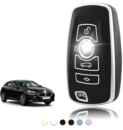TOOMUME Funda Llave TPU, Carcasa Llave Apto para BMW 1/2/3/4/5/6/7 Serie X1 X3 X4 M3 M4 M5 F10 F20 F25 F30 F80 520 525 116i 118i 320i, Cubierta Llaves Coche Mando - Smart Key