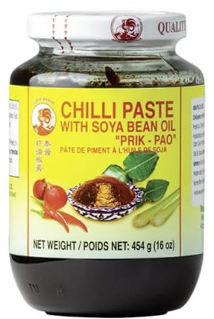 YIJIA | Cock Brand Prik Pao Chili Paste With Soy bean Oil 454g - Salsa de Chile Ingrediente esencial de la cocina Tailandia