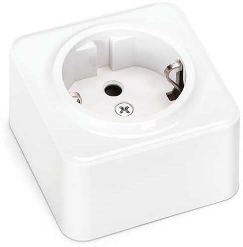 Enchufe de Montaje en Superficie Blanco, 1 vía, para Conexiones eléctricas domésticas y Uso Comercial.
