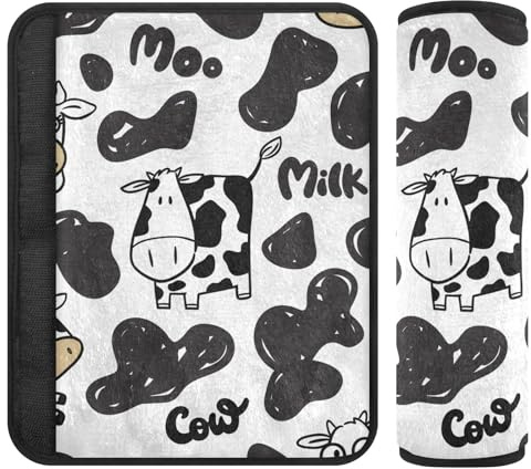 Funny Cows - Almohadillas suaves para cinturón de seguridad, acolchadas con algodón, funda para mango de cochecito, fundas para cinturón de seguridad para autos para mujeres