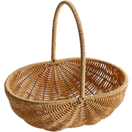 Panier en Osier en Osier tissé Rustique Robuste Panier de Pique-Nique renforcé avec poignée Panier de récolte de Verrouillage pour Le Stockage, Pique-Nique, Cadeau de Pâques, Support 11x8x11in, panie
