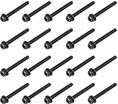 QUARKZMAN M3 x 30mm 20 Stück Linsenkopfschrauben Kreuzschlitz Rundkopfschrauben, Maschinenschrauben Bolzen kombiniert mit Federring und Unterlegscheiben für Reparaturen