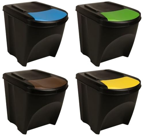 Genérico Cubos de Basura apilables 4 Piezas Gris Antracita 100 L,Casa y jardín,Productos del hogar,Contenedores de residuos,Cubos de la Basura y papeleras,Antracita,4.16 KG,316185