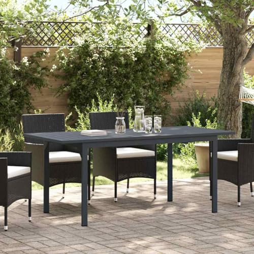 QUAHEAS Ausziehtisch Anthrazit 180x80x76 cm, erweiterbarer Gartentisch aus pulverbeschichtetem Stahl, wetterfester Outdoor Esstisch für Terrasse & Balkon, matt