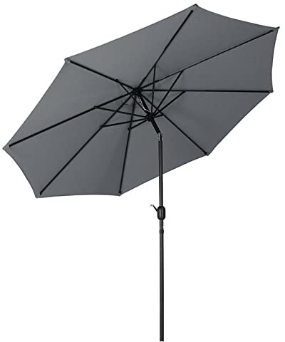QYYZTQY Runder Garten-Sonnenschirm, Außenterrasse, Strandschirm, Kurbel-Neigungs-Sonnenschutz, Grau, 3 m, Terrassenschirm