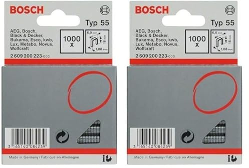 Bosch Accessories Bosch Professional 2609200223 1000 Tackerklammern 18/6 mm Typ55 (Packung mit 2)