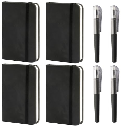 4 Pz Quaderno Appunti A7, Mini Taccuino Tascabile A7, Quadernino Piccolo, Taccuino Appunti, Mini Agenda Tascabile, Blocchi Note per Casa Ufficio Scuola Lavoro, con 4 Penne (100 Fogli/200 Pagine)