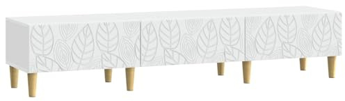 vidaXL Mobile TV 147 x 34,5 x 30 cm Bianco Legno ingegnerizzato, Mobile TV rettangolare vintage, con spazio ampio, mensola per media, separatore per stanze, unità per intrattenimento
