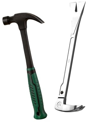 Multipurpose Steel Claws Hammer and Crowbars Set Furniture Disassembly Tool Designed for Woodworkers and Craft Enthusiasts RustResistant Pry Club