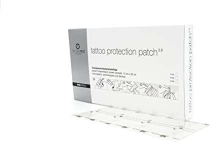 TattooMed Tattoo Protection Patch 2.0 - Transparente Atmungsaktive Hautschutzauflage für Tätowierte Haut - Einzelnd Verpackt (1 x 50 Stück)