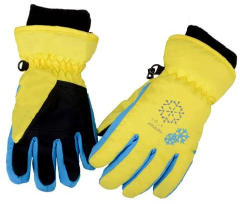 Azarxis Guantes de Esquí para Niños Guantes de Invierno Cálidos Impermeable a Prueba de Viento Guante Deportivo para Esquí Ciclismo Exteriores (Amarillo, S, 6-8 años)