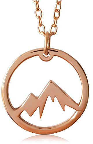 VIASOUL® Halskette Berge I Die Berge Kette für Damen aus 925er Silber I Mit 585er Gold überzogen I Die Original Mountain Love Kette (Rose)