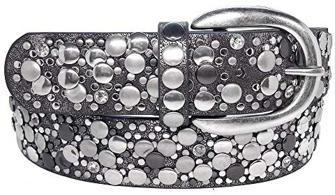 Zakatte • DAMEN NIETENGÜRTEL AUS KUNSTLEDER MIT STRASS Damengürtel Hüftgürtel Taillengürtel Gürtel BS007