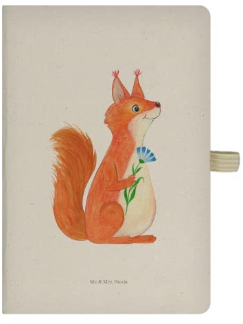 Mr. & Mrs. Panda DIN A5 Baumwoll Notizbuch Eichhörnchen Blume - Geschenk, Tiere, Motivation Sprüche, Notizen, Spruch positiv, Eintragebuch, Schreibheft, Skizzenbuch, süße Tiermotive, gute Laune