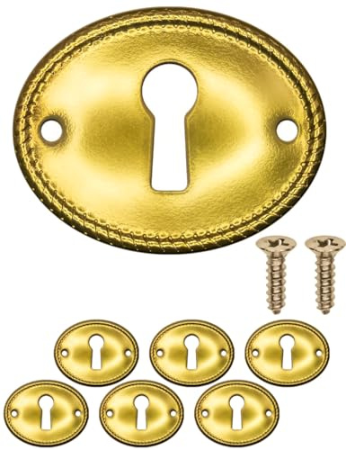 FUXXER Schloss Rosetten Oval Möbel Schlüsselschild Vintage 6 Stück 37x29 mm Gold