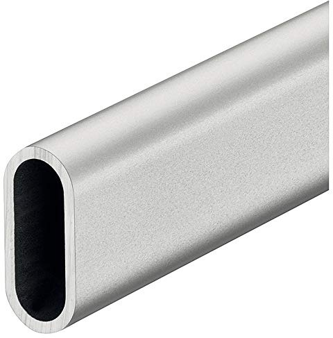 Gedotec Garderobsstång oval skåpstång klädskåp | klädstång aluminium silver matt | skåprör 1 500 mm | Tvättstång 30 x 14 mm | 1 styck – möbelrör för vägg- och takmontering